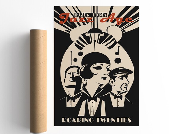 Jazz Age Roaring Twenties 1920s 1930s Art Deco Music Hall Poster