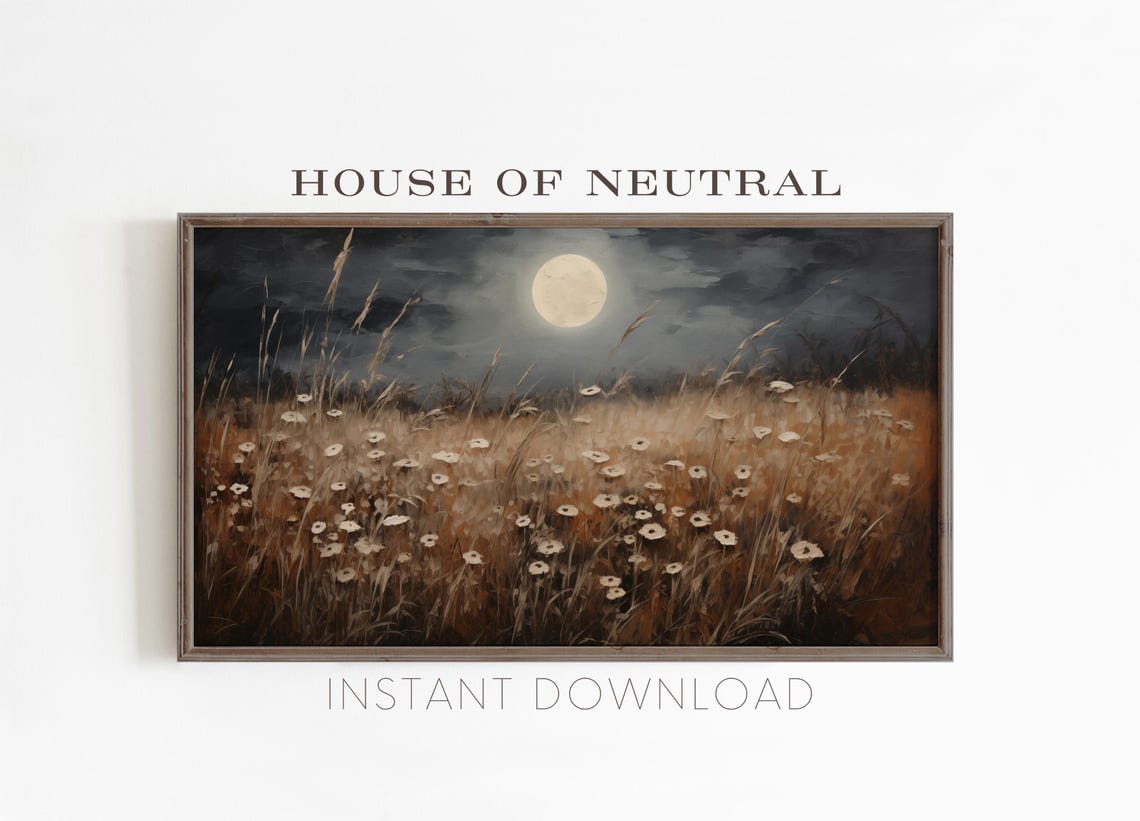 Frame Tv Art Spooky Night Scene Textured Oil Painting Moody Fall Tv Art Rustic Vintage Fall Art Halloween 169 Ratio Tv51