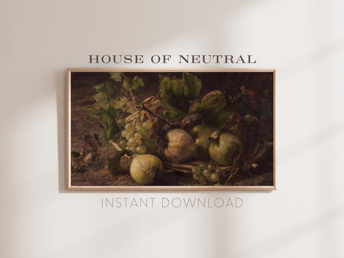 Frame Tv Art Pear Still Life 19th Century Art Real Vintage Fall Painting Rustic Vintage Art Muted Neutral Tv Art 169 Ratio Tv62 - Image 2