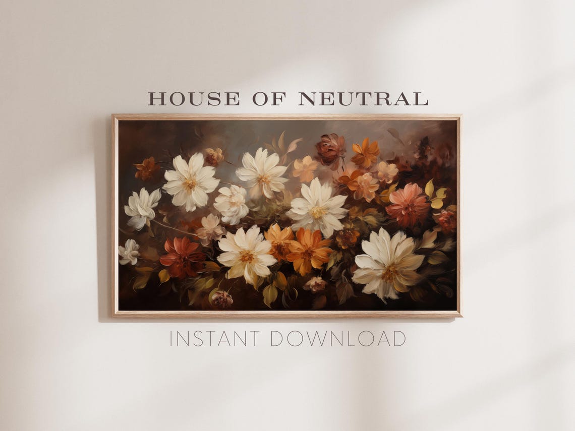 Frame Tv Art Fall Flowers Neutral Art Dark Moody Fall Tv Art Rustic Fall Vintage Art Autumn Fall Thanksgiving 169 Ratio Tv2 - Image 2