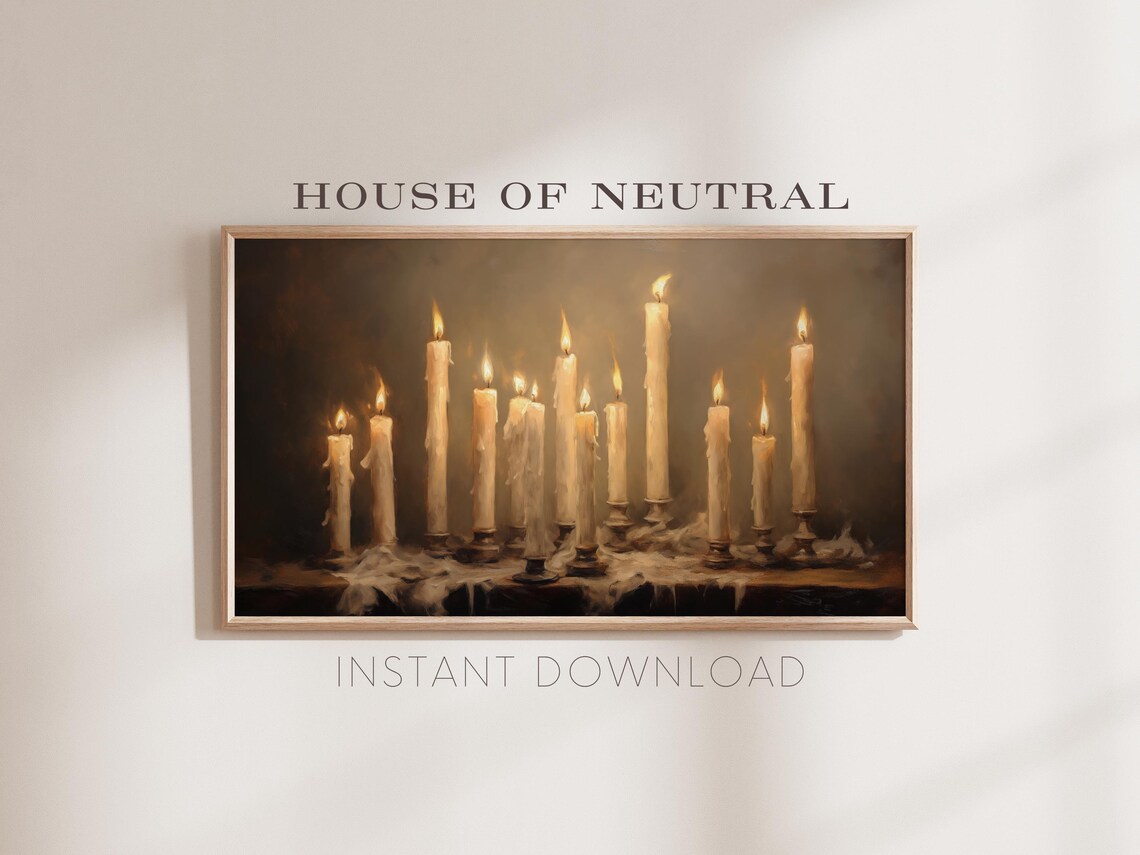 Spooky Candles, Vintage Halloween Oil Painting Art Print - Image 2