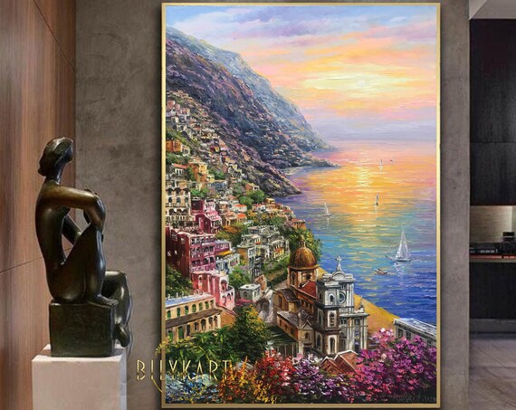 Positano, Italy Amalfi Coast Oil Painting Art Print