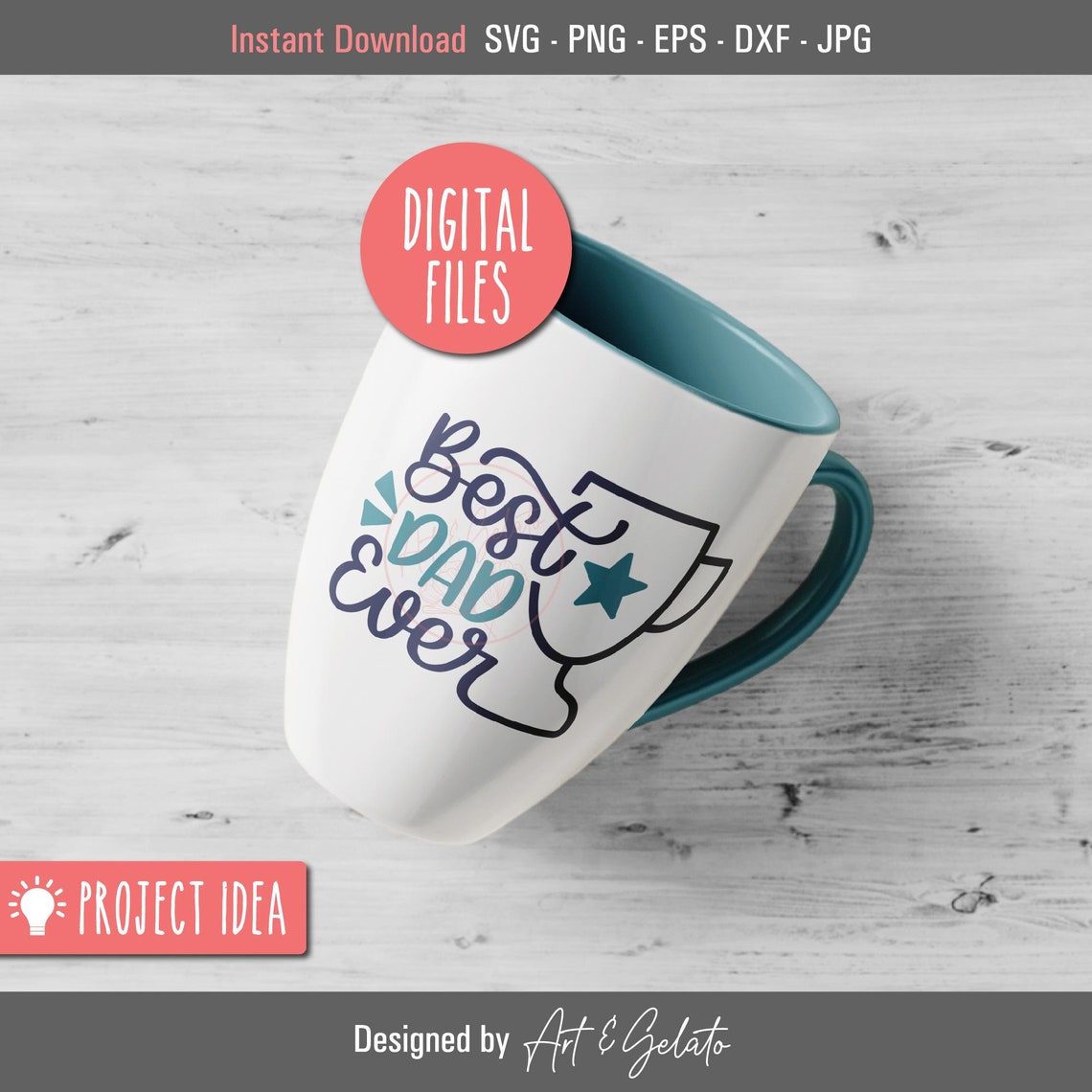 Best Dad Ever Trophy Star Fathers Day Digital Download Art Print - Image 3