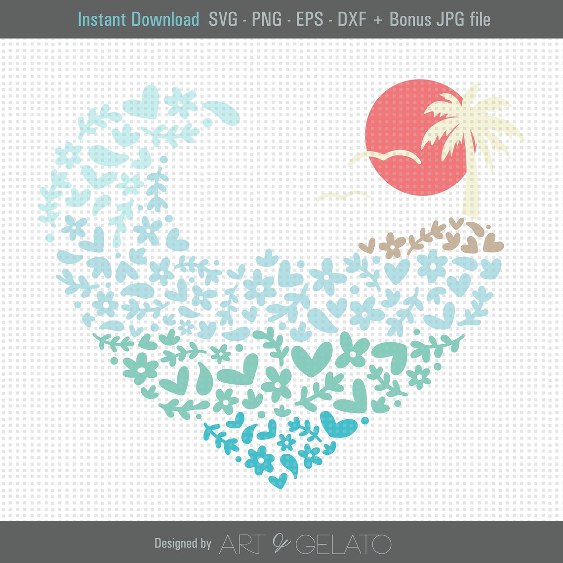 Beach Love Surf Wave Travel Poster, Tropical Vacation