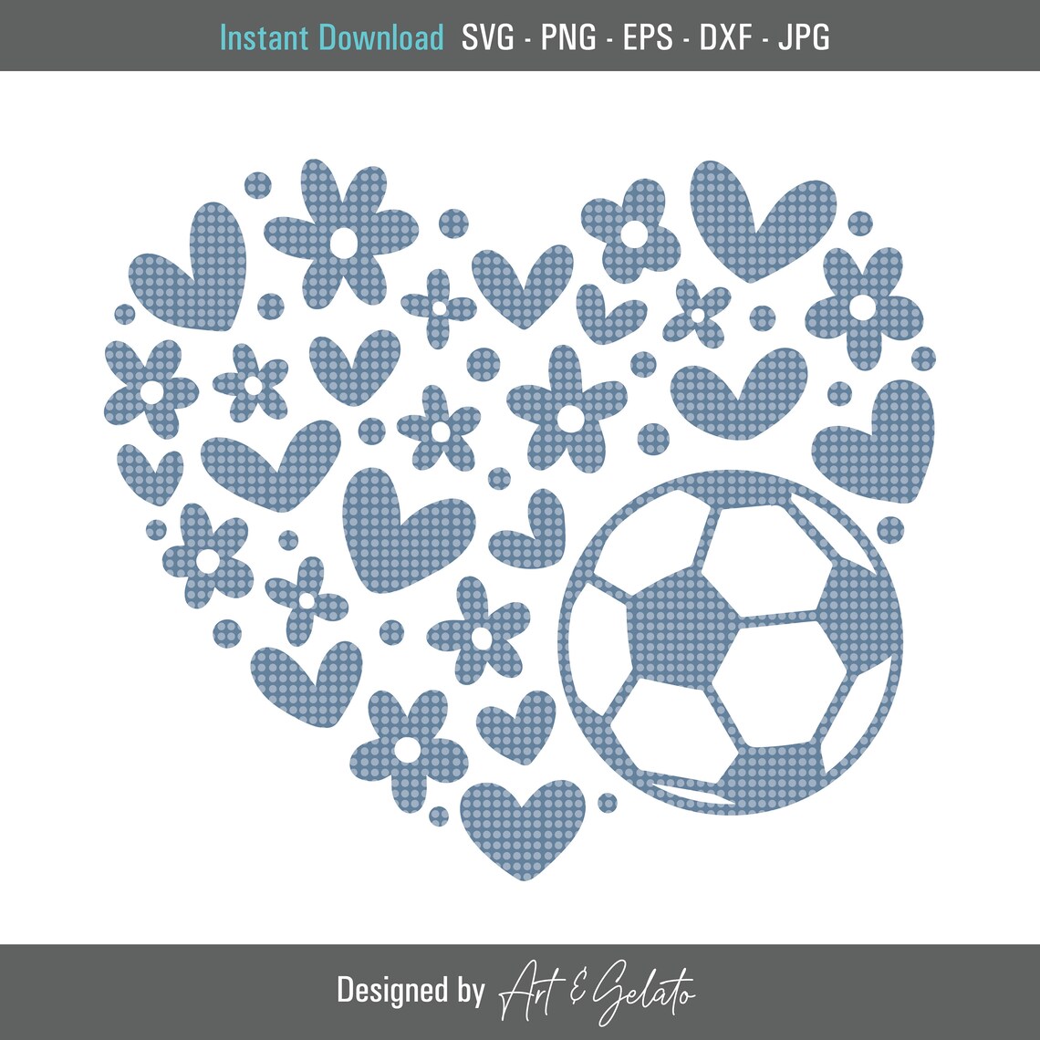 Soccer Floral Heart Poster Print, Soccer Love