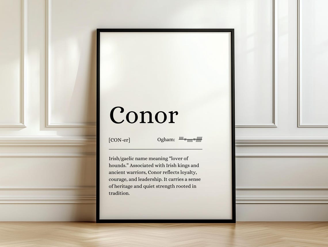 Conor Irish Celtic Gaelic Name Meaning Lover Of Hounds Poster Gift