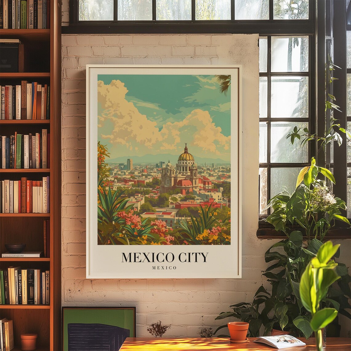 Mexico City Mexico Vintage Cathedral Skyline Travel Gift Poster