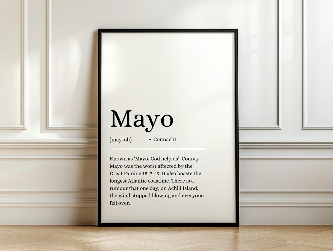 Mayo County Ireland Dictionary Style Definition Typography Poster