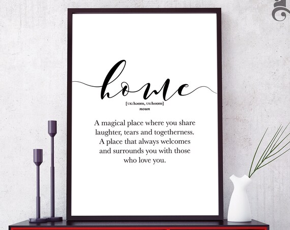 Home Definition Prints Home New Home Gifts House Moving Gift Home Sign Modern Home Decor Scandinavian Wall Art