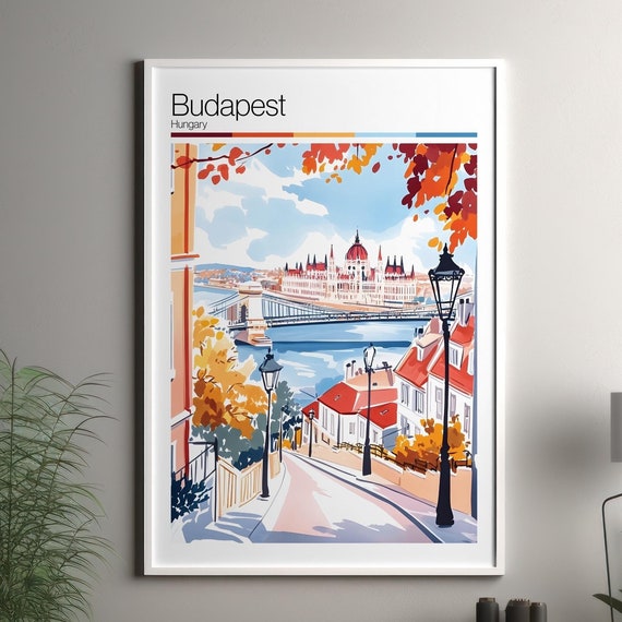 Budapest Print Soft Colors Travel Poster Colourful Wall Art Hungary City Decor For