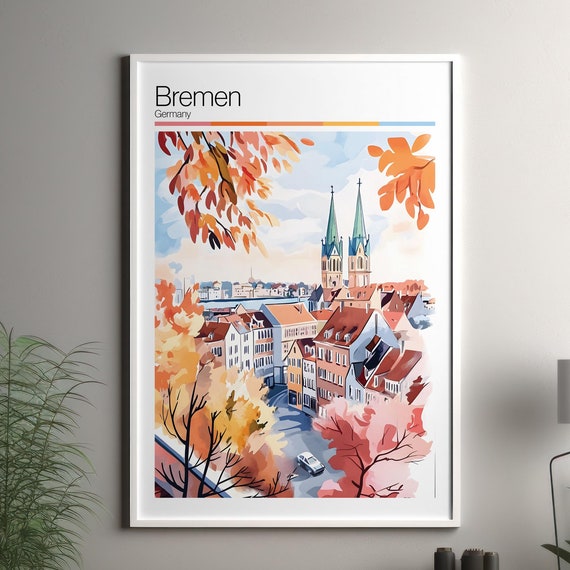 Bremen Art Print Travel Poster Germany Wall Home Decor Cityscape