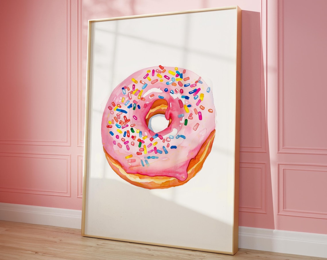 Donut Bakery Dessert Pink Food Art Print