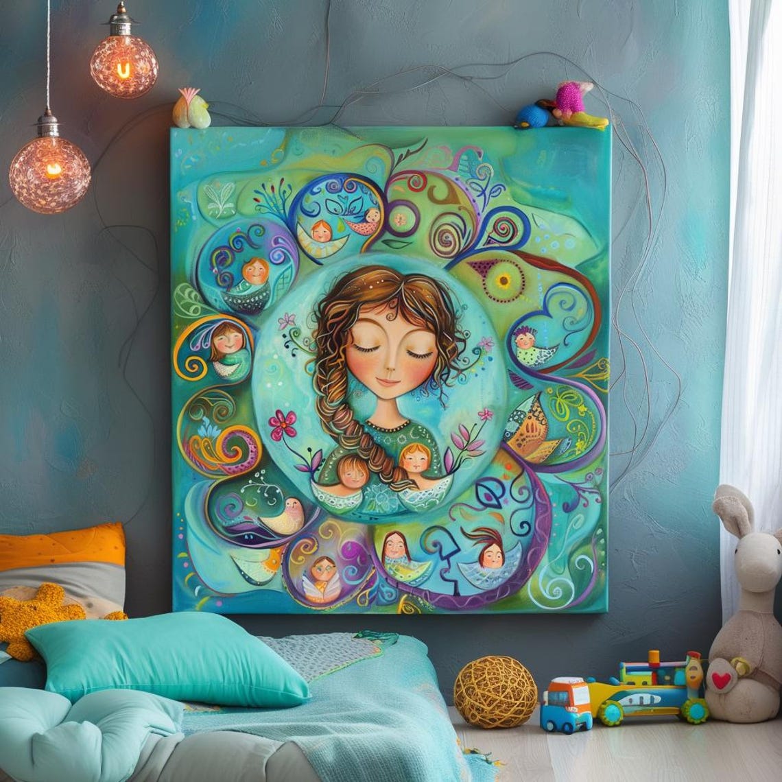 Whimsical Woman Inside Blooming Flower Fairy Tale Kids Poster - Image 3
