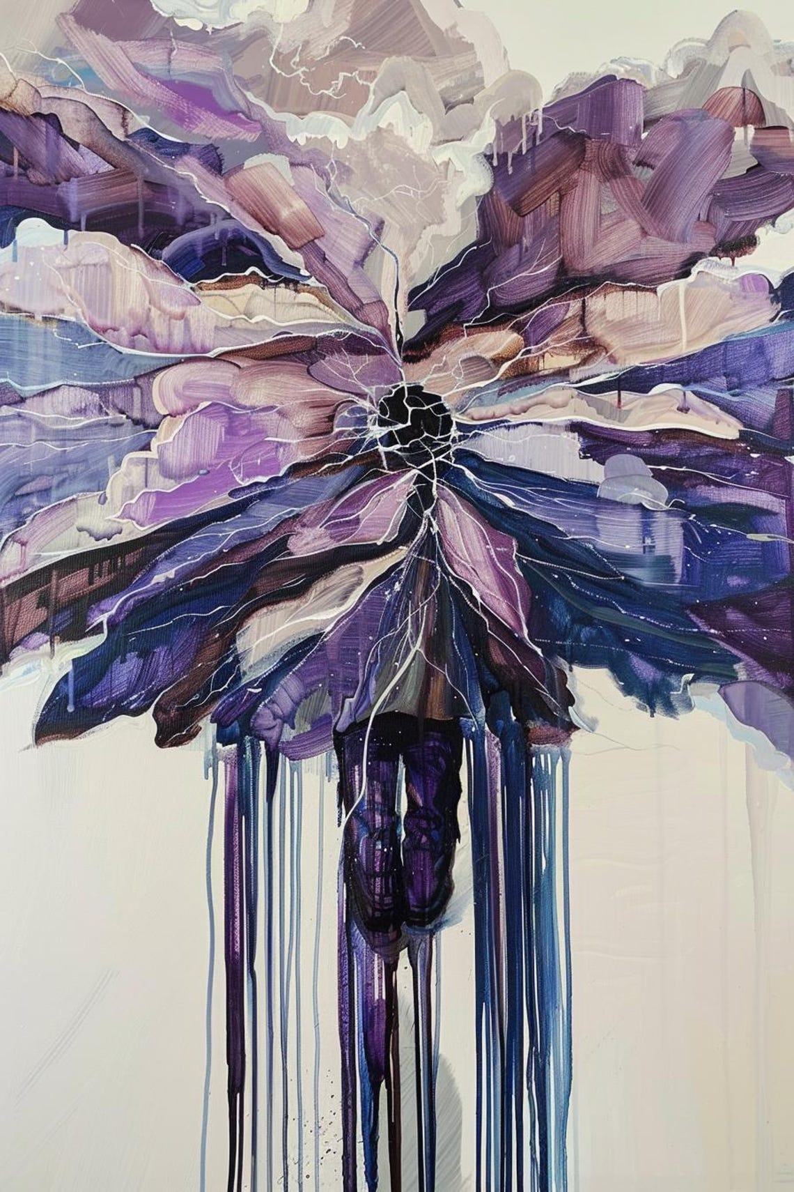 Giant Purple Bloom Exploding Paint Drips Abstract Flower Poster - Image 2