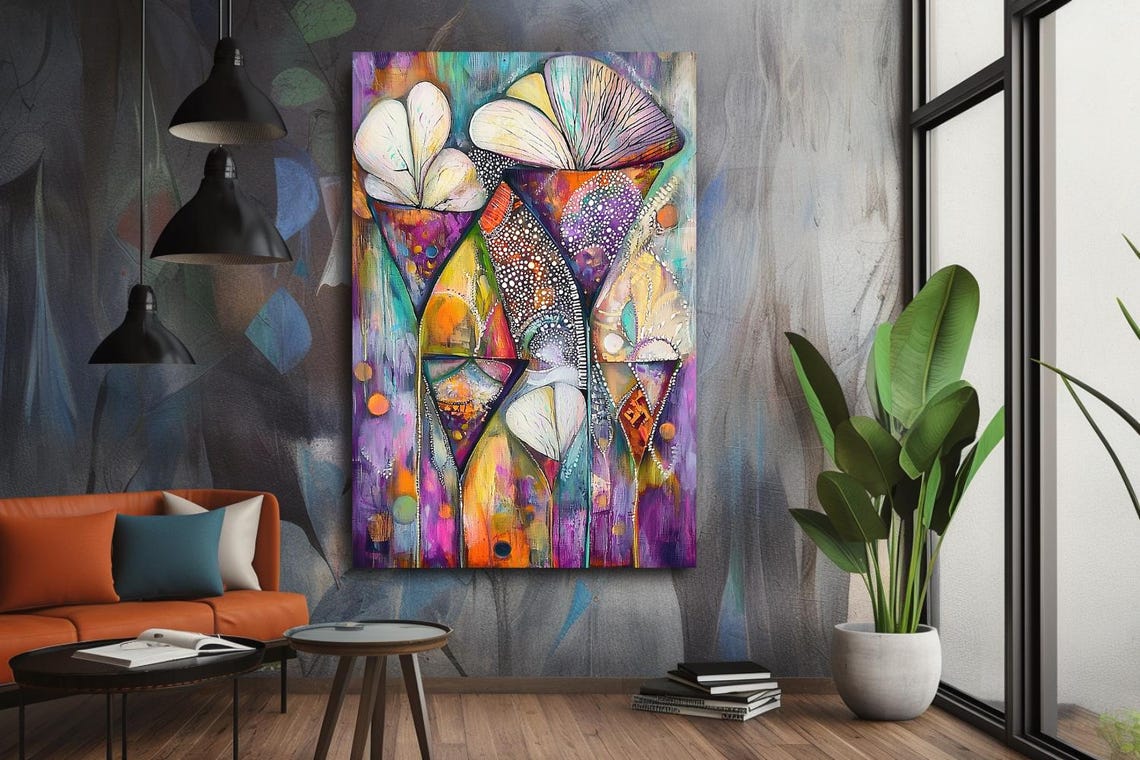 The Chalices Of Life Vibrant Abstract Cup Shapes Painting Poster