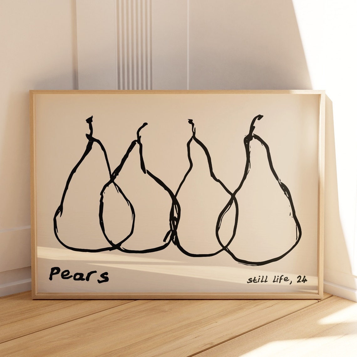 Pears Still Life 24 Bold Fruit Line Drawing Minimalist Art Poster