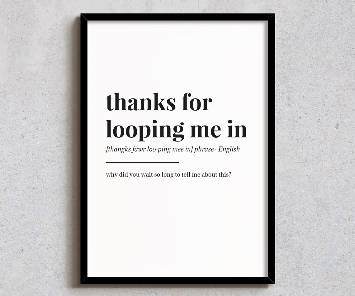 Thanks For Looping Me In Funny Definition Poster
