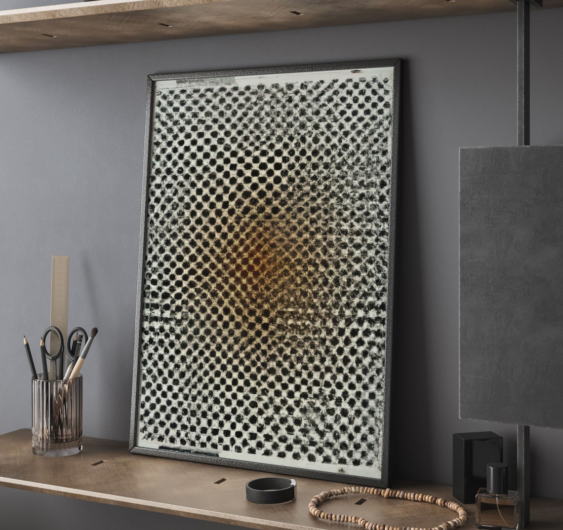 Halftone Dot Grid Abstract Optical Illusion Modern Geometric Poster