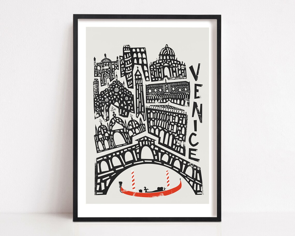 Venice Travel Poster, Mid Century Italy Gift