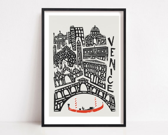 Venice Travel Poster, Mid Century Italy Gift