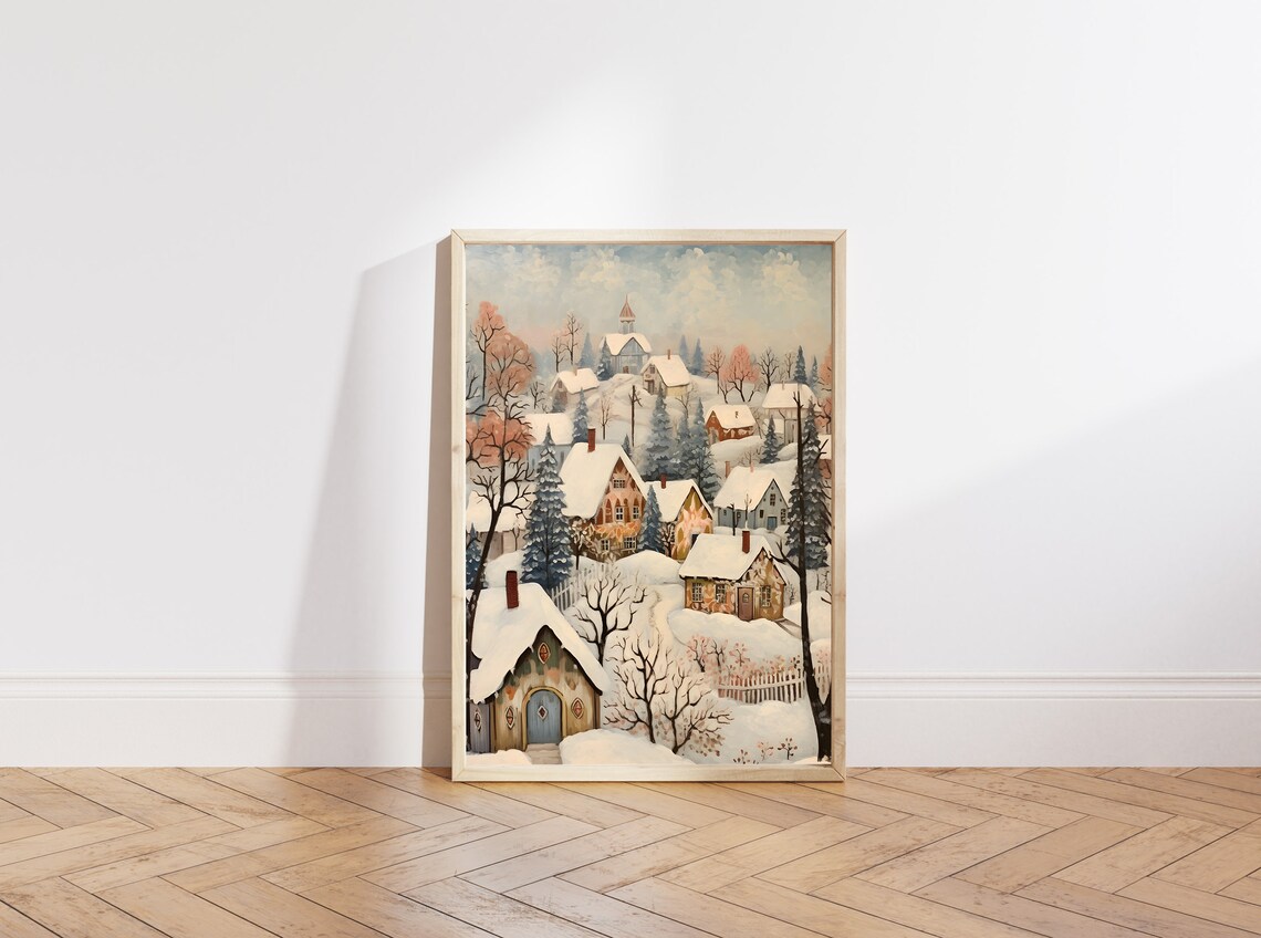 Nordic House Print, Scandi Christmas Wall Art - Image 5