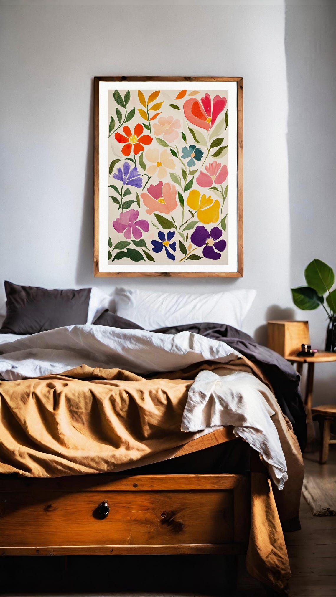 Mixed Watercolor Wildflowers Pink Purple Yellow Home Decor Poster - Image 2