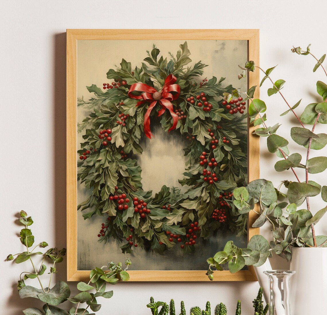 Christmas Wreath Holiday Decor Art Print