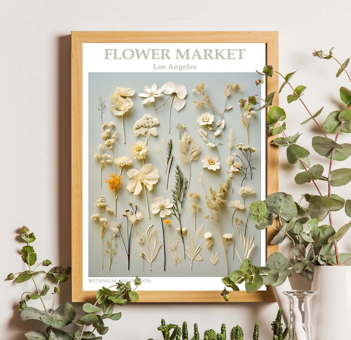 Los Angeles Flower Market Neutral Dried Wildflower Botanical Poster