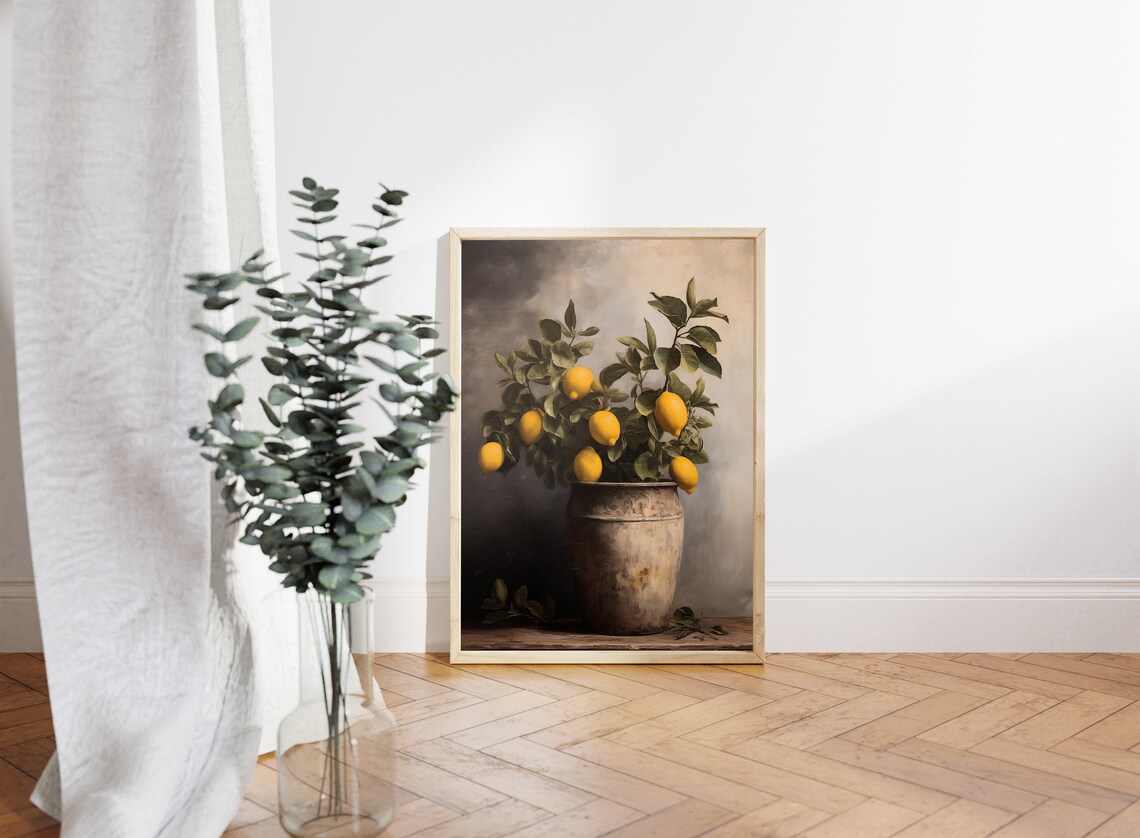 Lemon Tree In Antique Vase, Vintage Botanical Art Print - Image 4