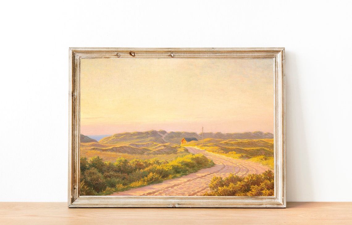 Golden Dune Heath Sandy Road Sunset Vintage Landscape Painting Poster - Image 3