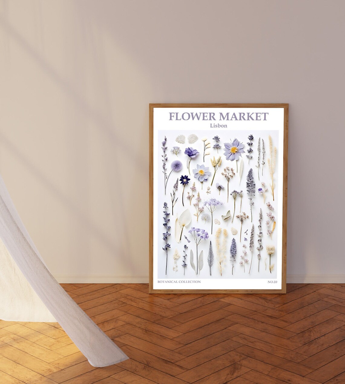Lisbon Flower Market Lavender Purple Pressed Wildflower Poster - Image 3