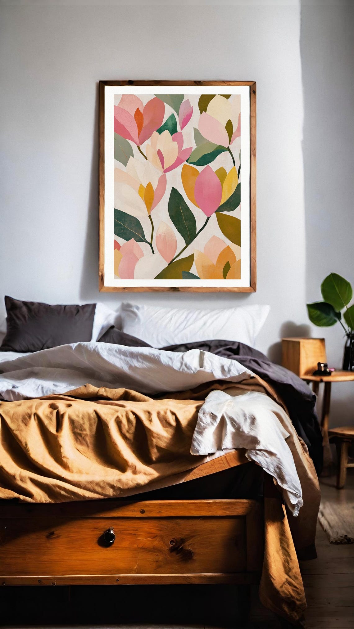 Oversized Pink Coral Abstract Blooms Botanical Home Decor Poster - Image 2