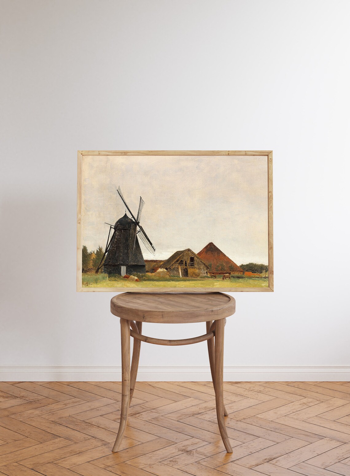Dutch Farmhouse Windmill, Holland Countryside Art - Image 6