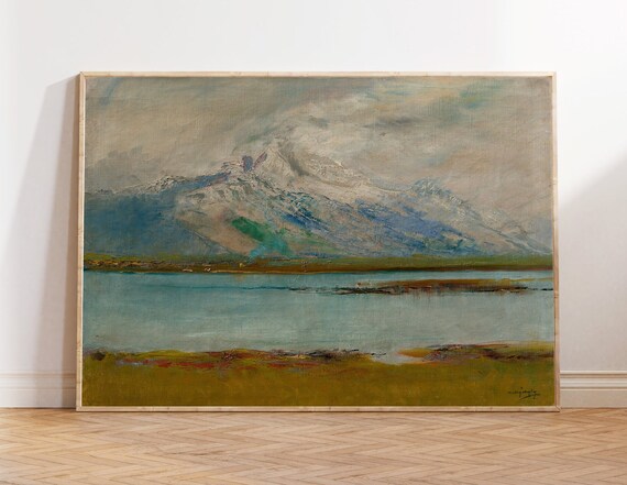 Tatra Mountain Landscape Print Vintage Lake Painting Rustic Mountain Landscape Print Soft Tonal Wall Art Lake Painting