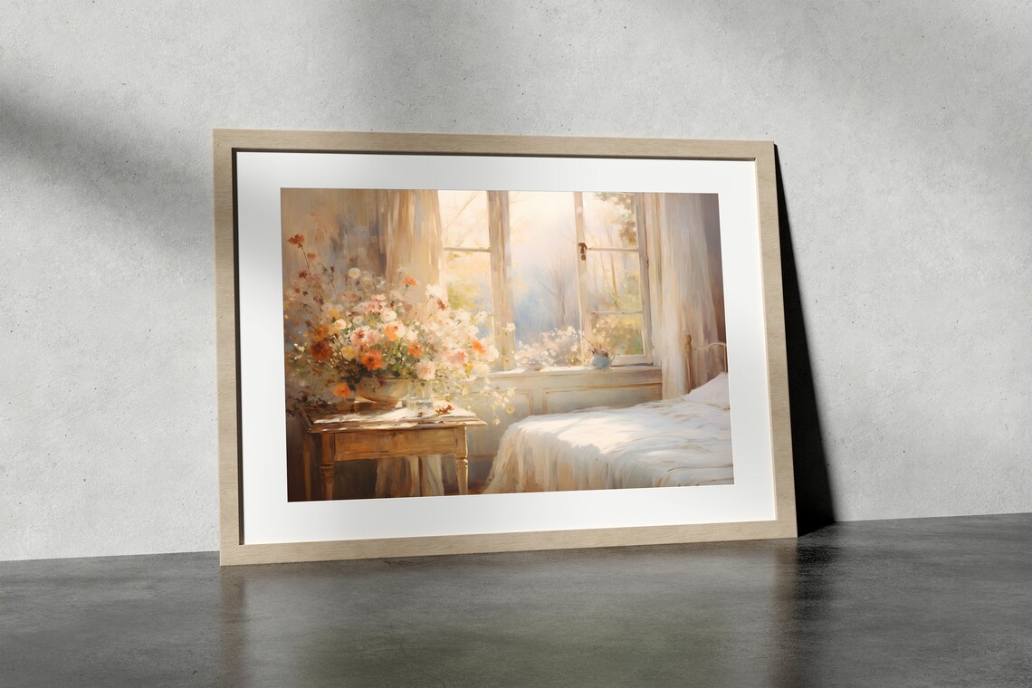 Flowers In Bedroom Wall Art Above Bed Wall Art Bedroom Wall Art Female Bedroom Art Grandmillennial Aesthetic Flower Decor - Image 3