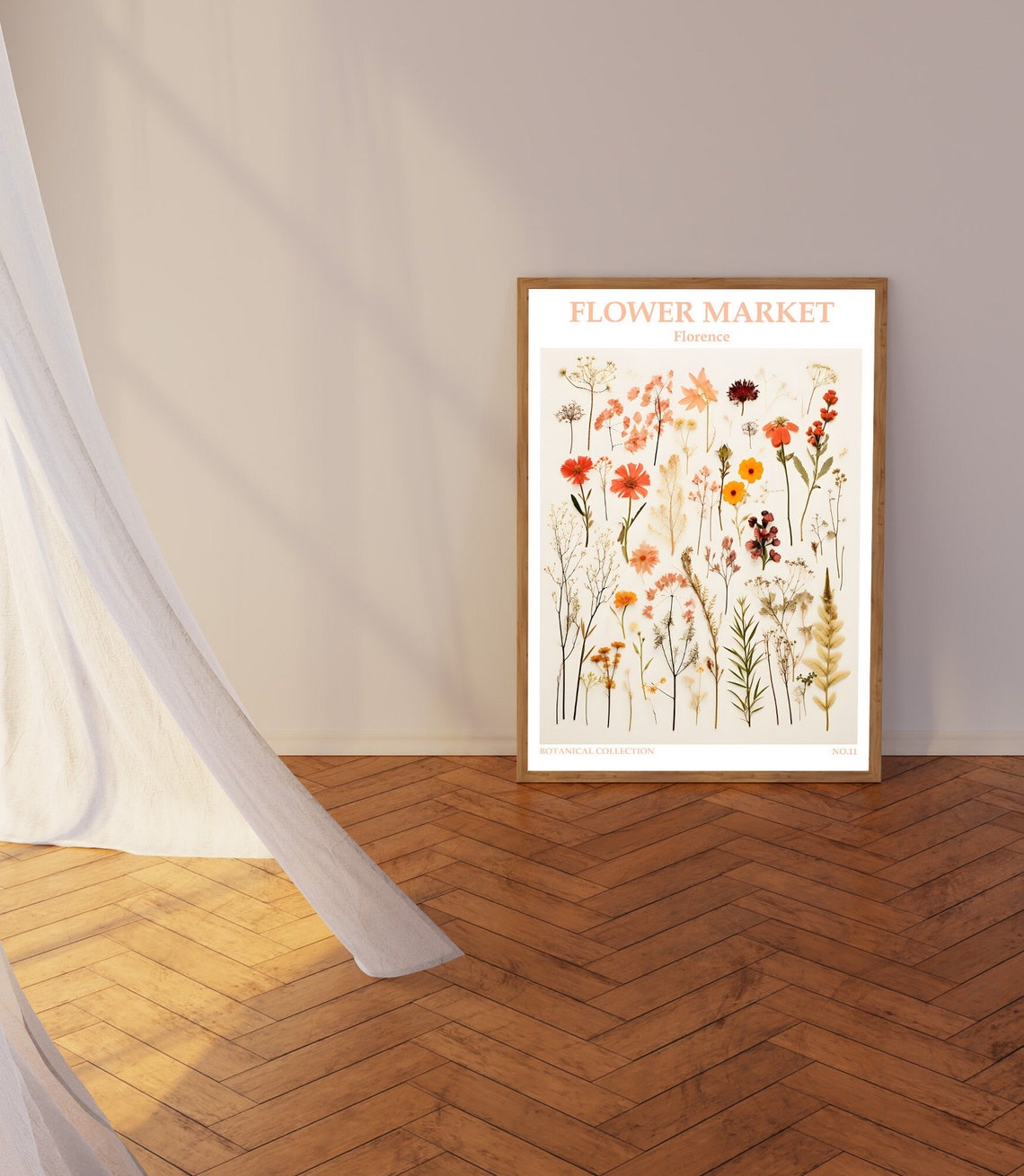 Florence Flower Market Art Flower Market Boho Print Pressed Wild Flowers Wall Art Flower Market Poster Living Room Print Bedroom Decor - Image 3