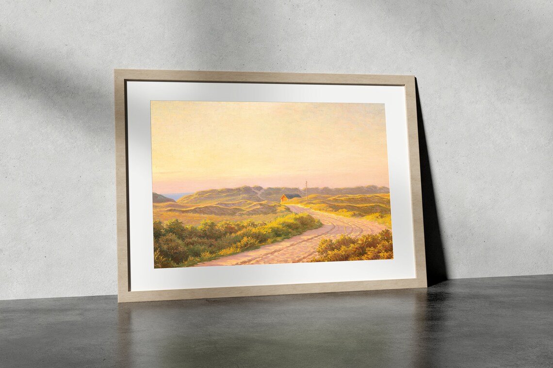 Golden Dune Heath Sandy Road Sunset Vintage Landscape Painting Poster - Image 4