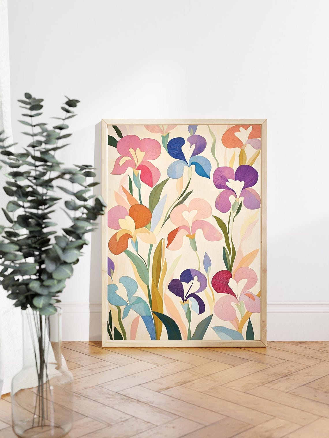 Colorful Iris Flowers Stylized Botanical Illustration Poster - Image 5