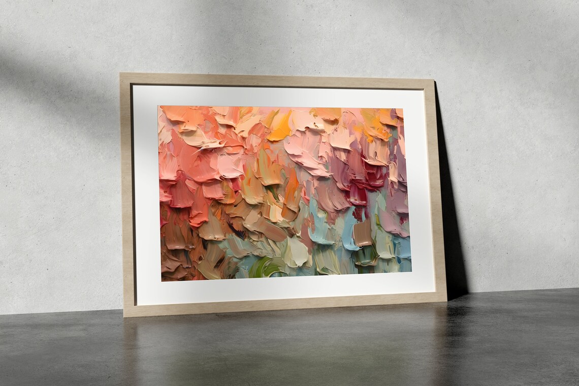 Colorful Impasto Abstract Painting Pastel Palette Knife Art Poster - Image 5