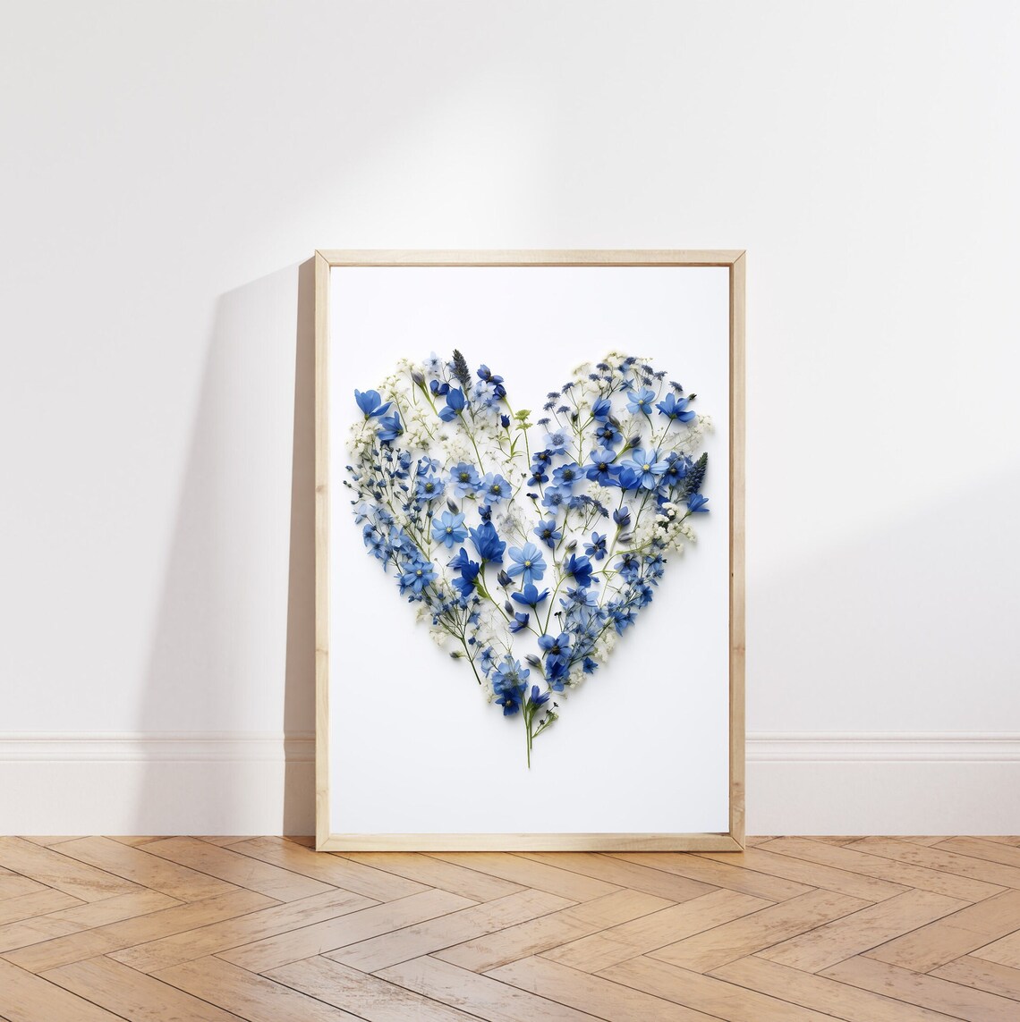 Blue Flower Heart Botanical Heart Art Print - Image 5