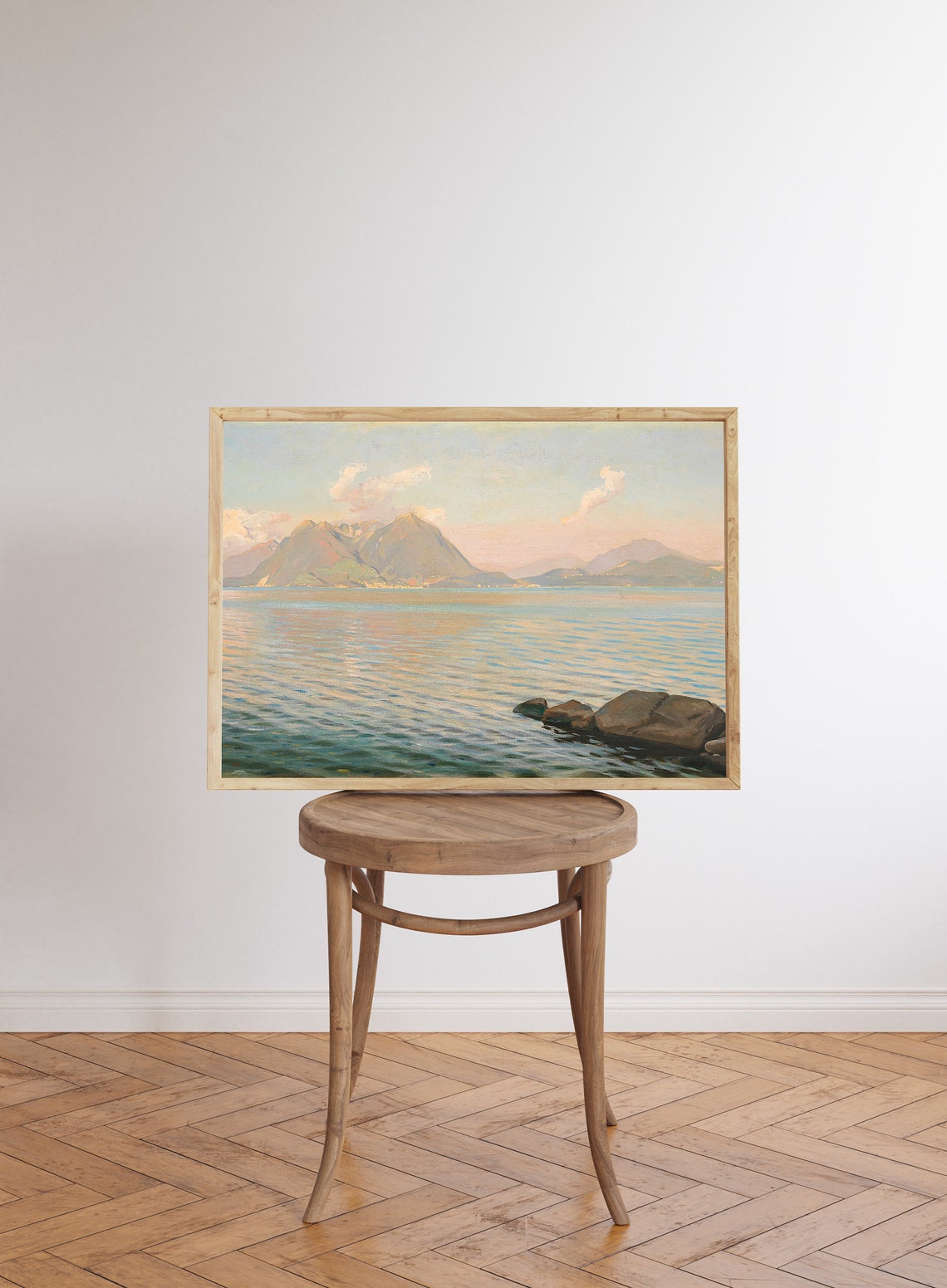 Mountain Lake Print Vintage Lake Painting Soft Tonal Wall Art Lake Painting Vintage Lake House Art Landscape - Image 6