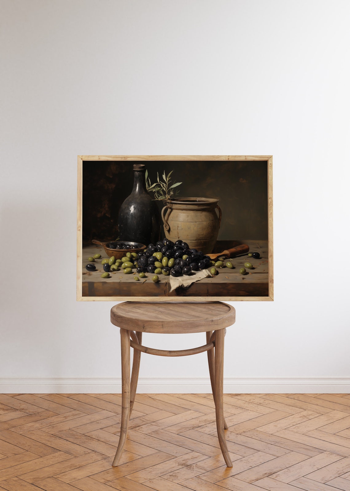 Olive Still Life Painting Green Black Olives Rustic Kitchen Art Poster - Image 5