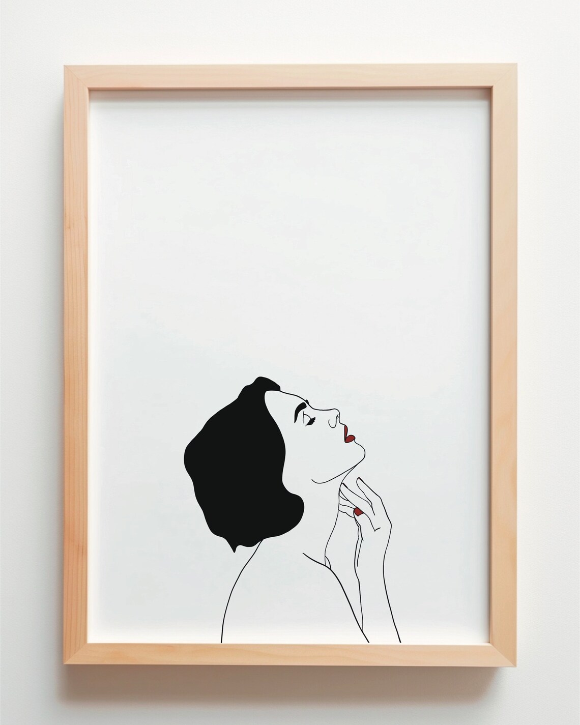 Woman With Red Lipstick Minimalist Profile Line Beauty Art Poster - Image 2