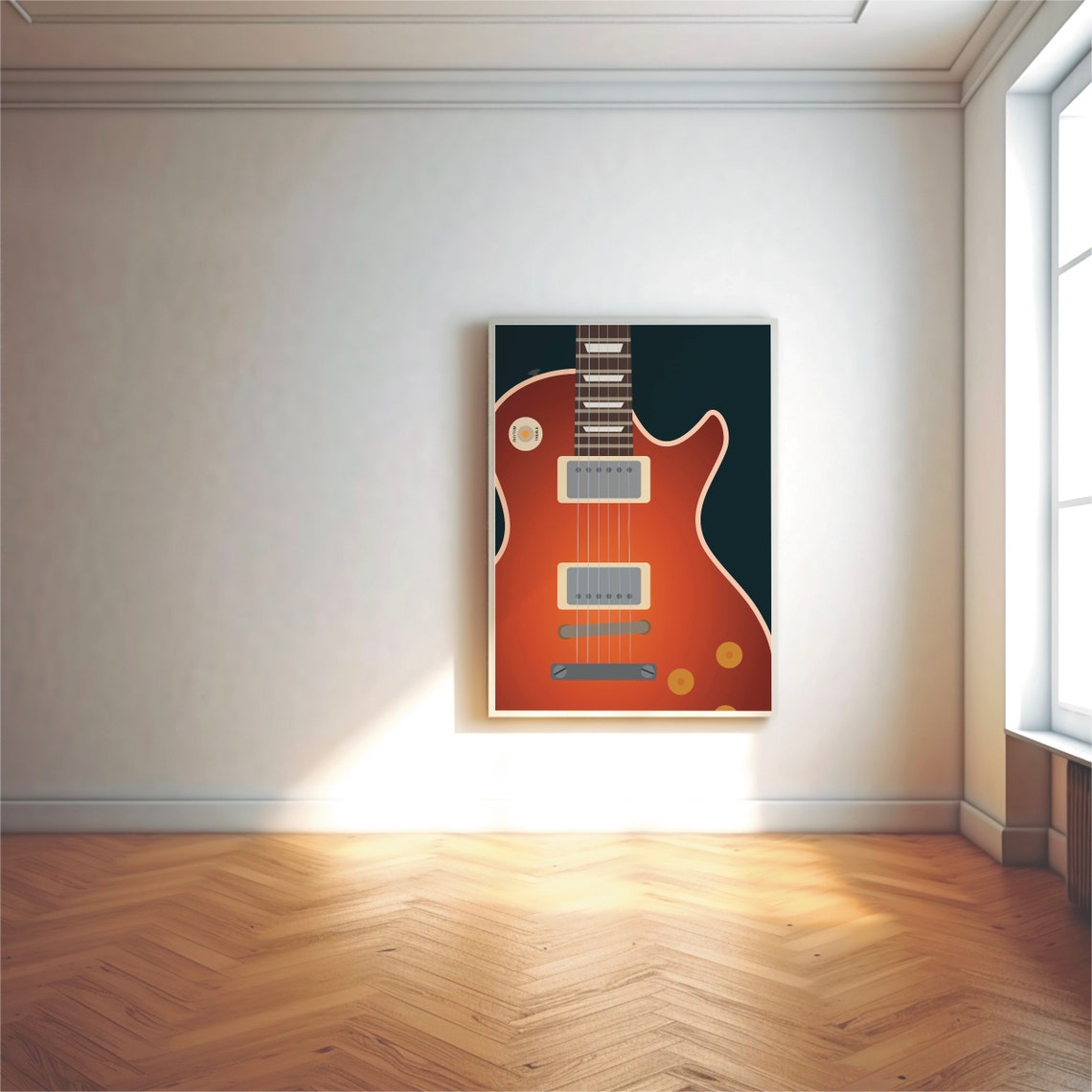 Les Paul Electric Guitar Orange Illustration Music Art Poster - Image 4
