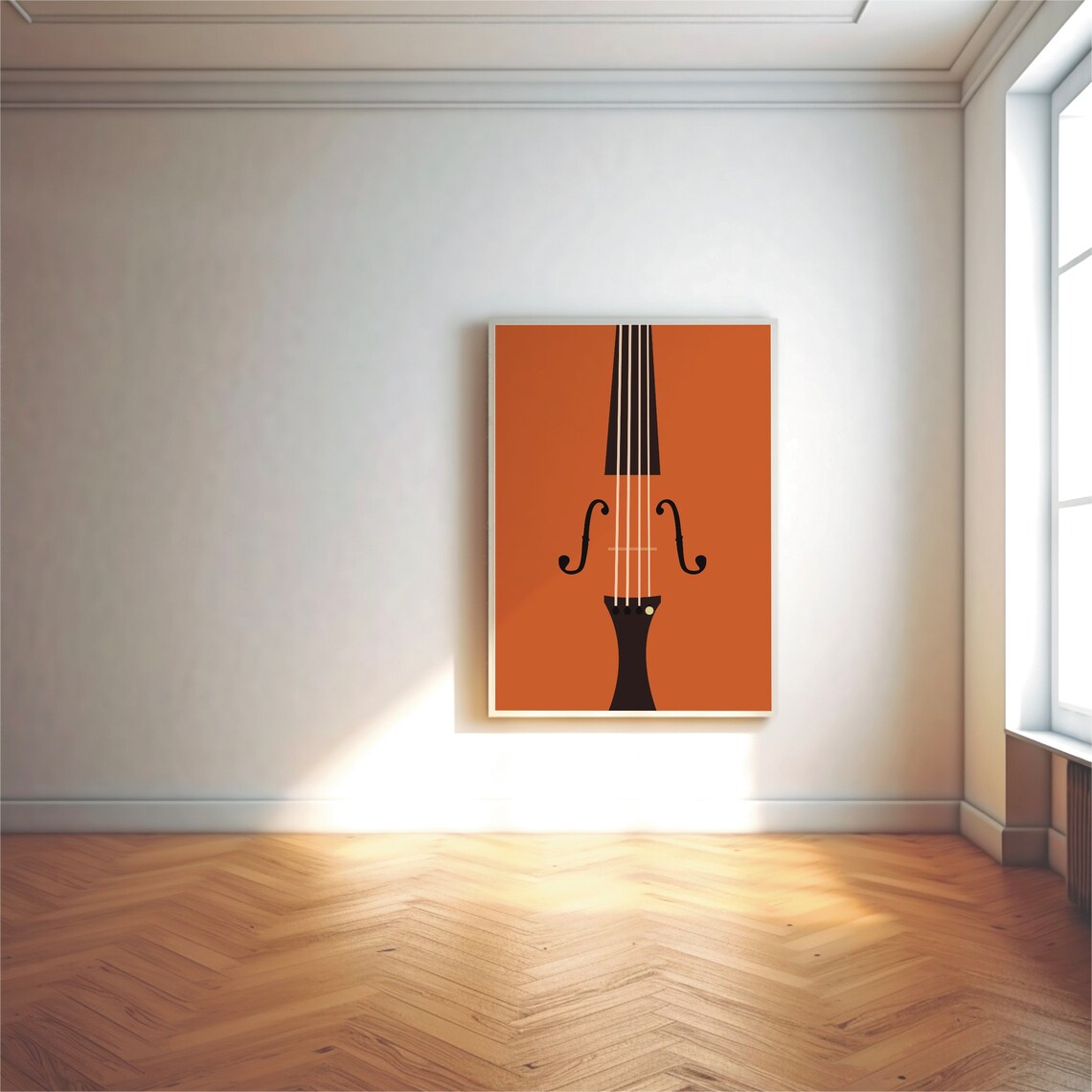 Violin Close Up Minimalist Orange Music Instrument Art Poster - Image 2