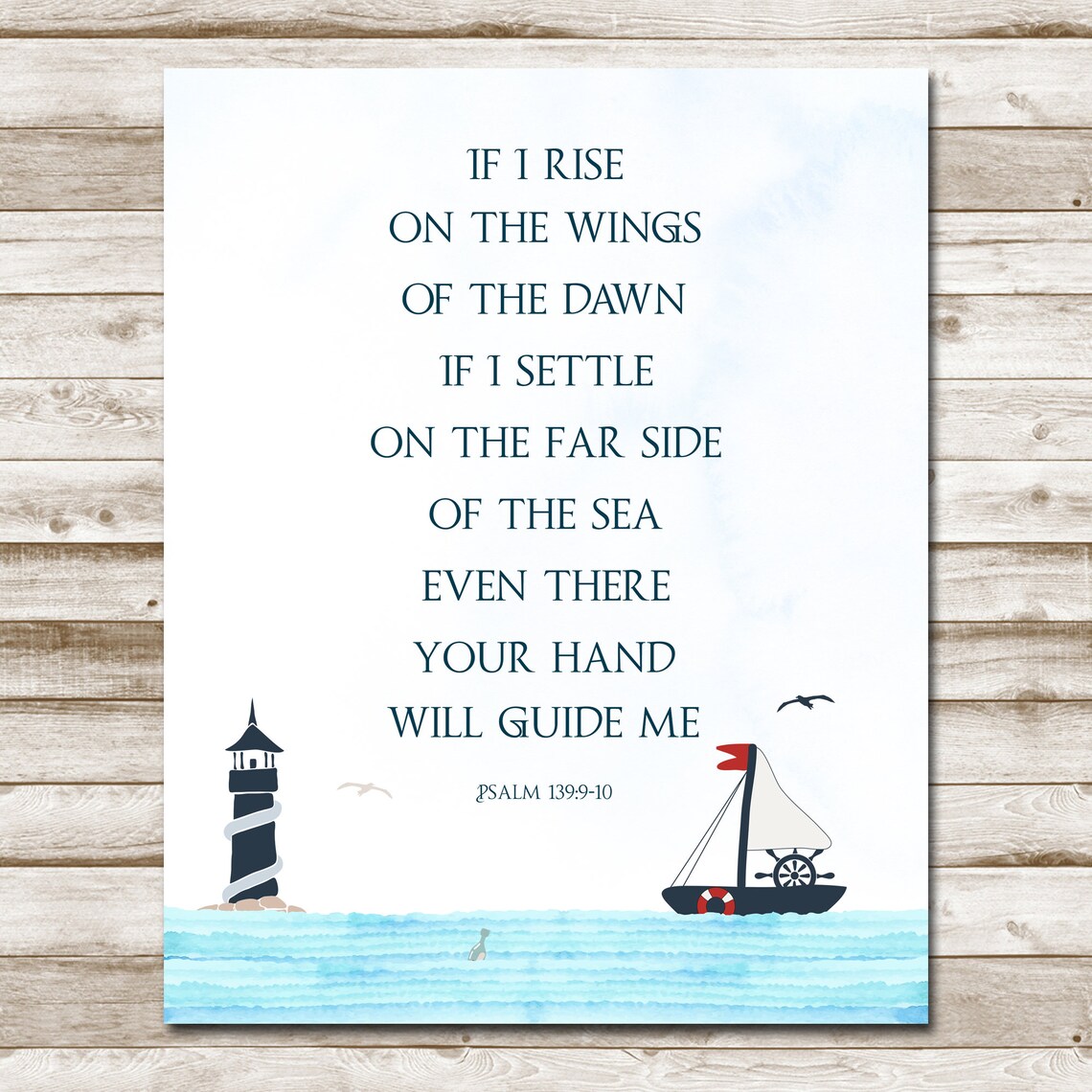 If I Rise On The Wings Of The Dawn Psalm 139 Nautical Poster - Image 4