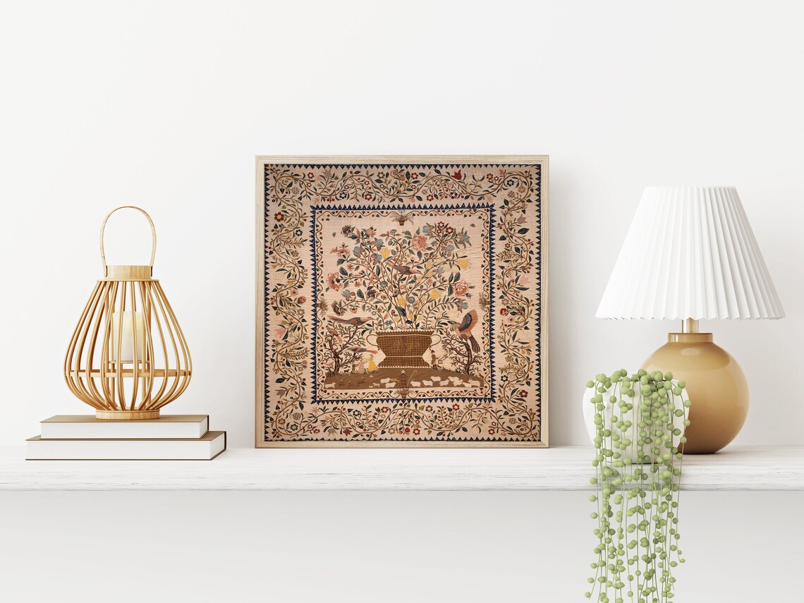 Palampore Tree of Life With Birds Vintage Textile Style Art Poster - Image 2