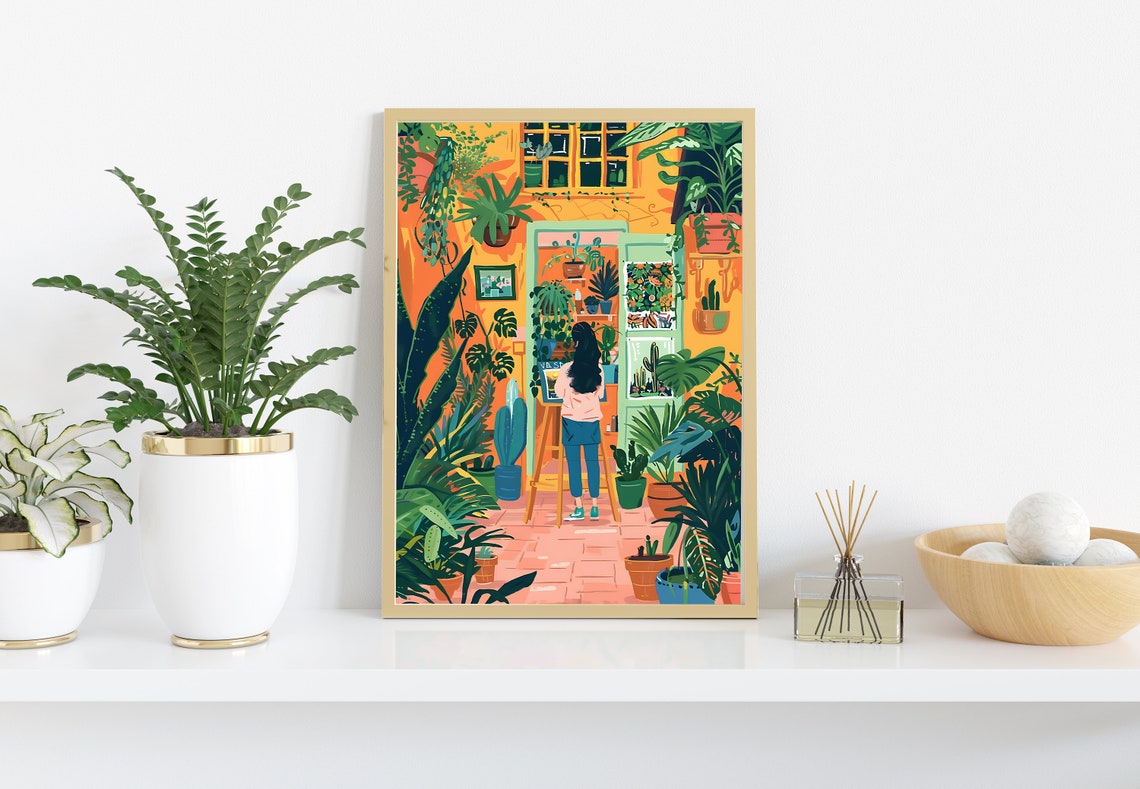 Girl Painting Art Print Artist Print Poster Art Lovers Wall Art Hobby Art Print Summer Floral Travel Poster Gift For Her - Image 2