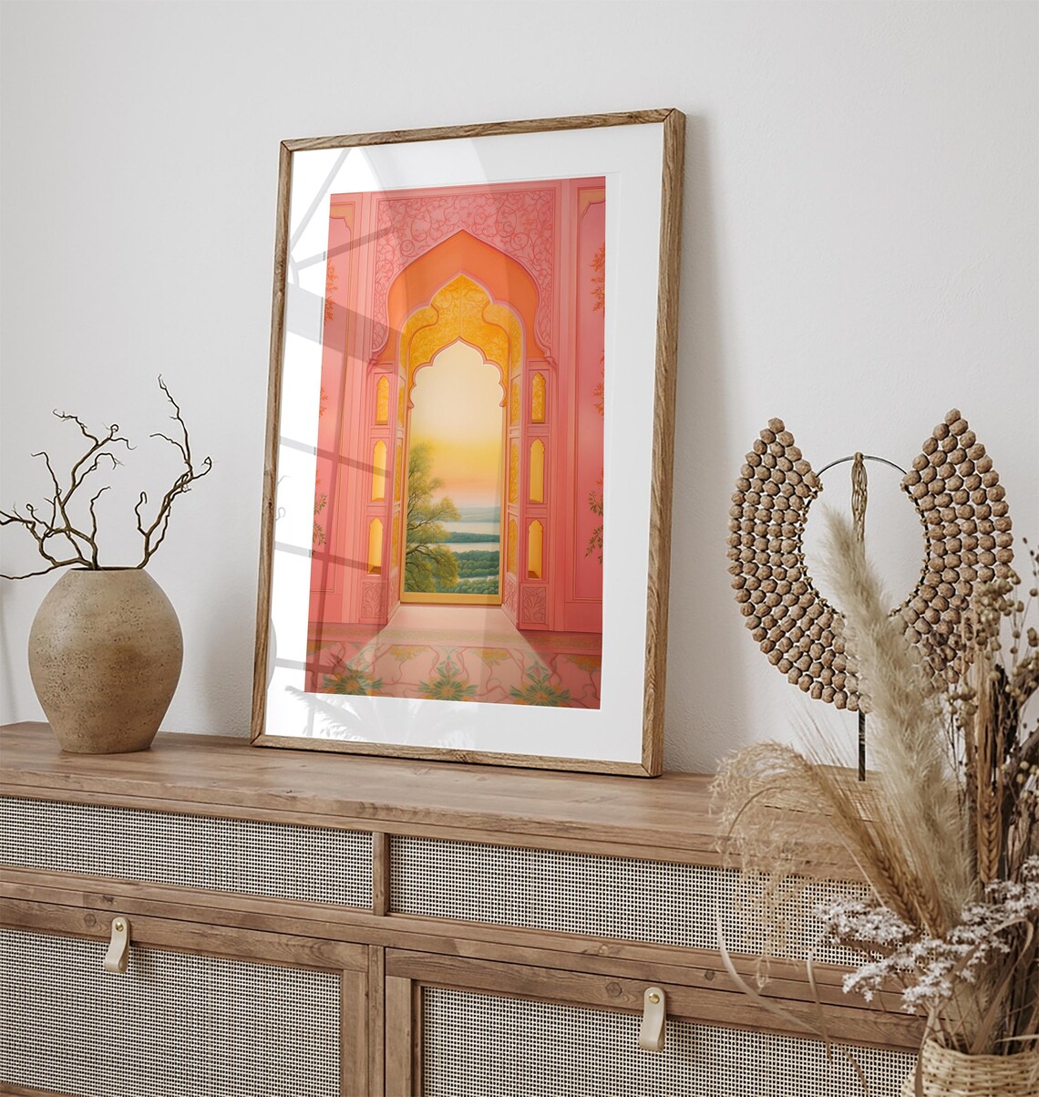 Pink Palace Archway Doorway Opening to a Lake View Art Poster - Image 3