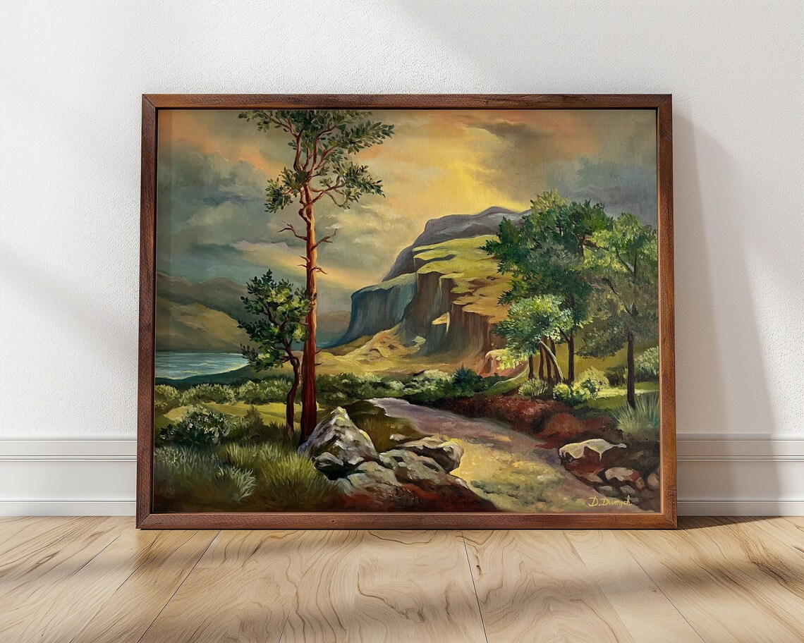Rustic Mountain Art Print, Traditional Mountain